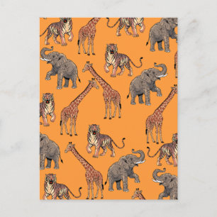 Cartão Postal De Festividades Padrão de Animal Africano