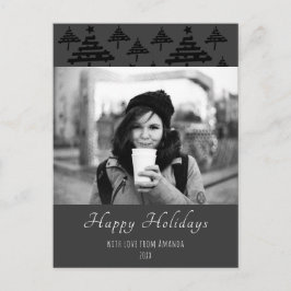 Cartão Postal De Festividades Padrão de Árvore de Natal Foto Preto e Branco 