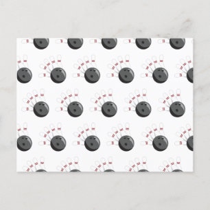 Cartão Postal De Festividades Padrão de Bola de boliche e pinos personalizados