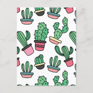 Cartão Postal De Festividades Padrão de cactus