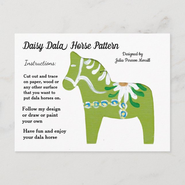 Cartão Postal De Festividades Padrão de Cavalo Dala Daisy para Compartilhar (Frente)