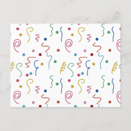 Cartão Postal De Festividades Padrão de Confetti de Partido Colorido