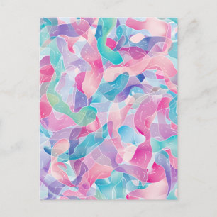 Cartão Postal De Festividades Padrão de Fita Abstrata Pastel