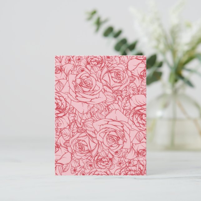 Cartão Postal De Festividades Padrão de Flores 14 (Em pé/Frente)