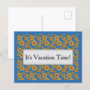 Cartão Postal De Festividades Padrão de Flores Laranja Amarelas Personalizar