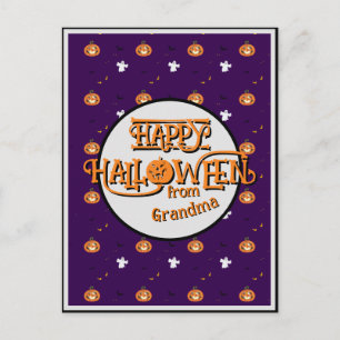 Cartão Postal De Festividades Padrão de Halloween e mensagem assustadora