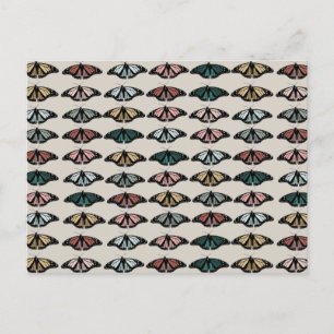 Cartão Postal De Festividades Padrão de Jardim das Borboletas Neutrais Modernas