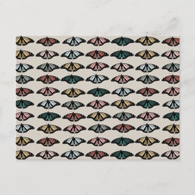 Cartão Postal De Festividades Padrão de Jardim das Borboletas Neutrais Modernas (Frente)