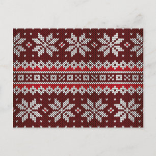 Cartão Postal De Festividades Padrão de Knit Isle Fair Holiday