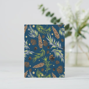 Cartão Postal De Festividades Padrão de Natal, Pinheiro Neve 9