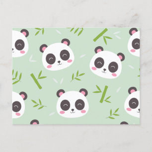 Cartão Postal De Festividades Padrão de panda bonito