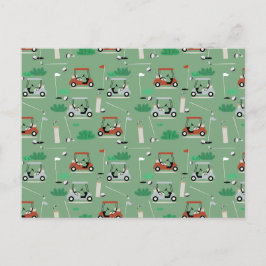 Cartão Postal De Festividades Padrão de Tema de Golfe Moderno de Carrinhos de Go