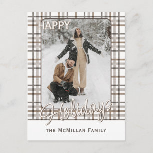 Cartão Postal De Festividades Padrão de Xadrez Elegante Rustic Classy