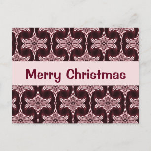Cartão Postal De Festividades Padrão Deco da Arte Maroon de Natal