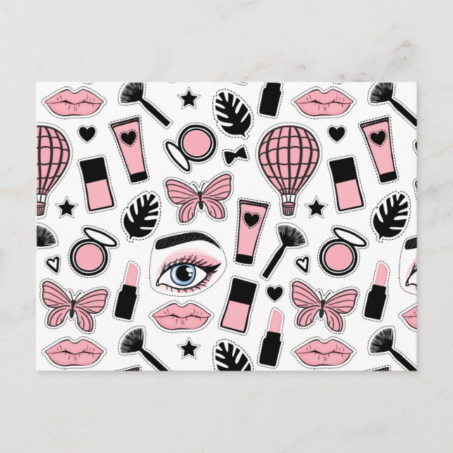 Cartão Postal De Festividades Padrão do adesivo de maquilhagem (Frente)