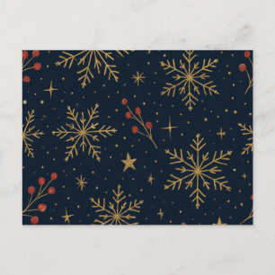 Cartão Postal De Festividades Padrão Dourado de Brilho de Inverno Feriado