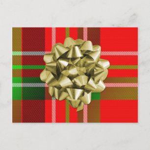 Cartão Postal De Festividades Padrão e Arco do natal Tartan