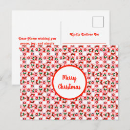 Cartão Postal De Festividades Padrão festivo de Natal