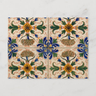 Cartão Postal De Festividades Padrão Floral Colorido do Mediterrâneo Vintage