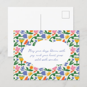 Cartão Postal De Festividades Padrão Floral de Primavera Divertido
