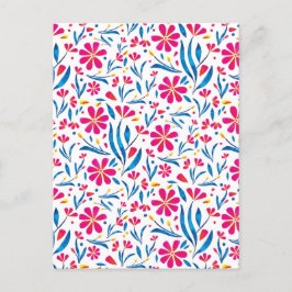 Cartão Postal De Festividades Padrão Floral de Uplifting por Aquarela
