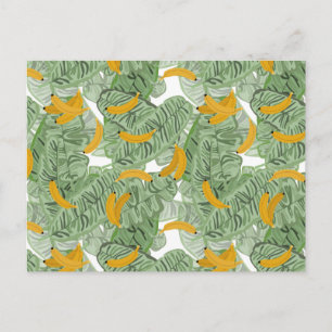 Cartão Postal De Festividades Padrão Moderno de Bananeira Tropical Verde