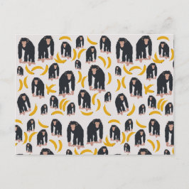 Cartão Postal De Festividades Padrão Monkey Chimpanzee & Banana