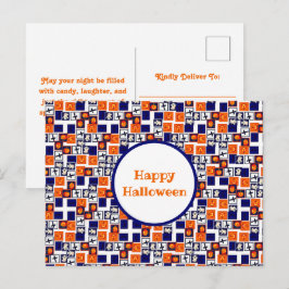 Cartão Postal De Festividades padrão teórico do Dia das Bruxas