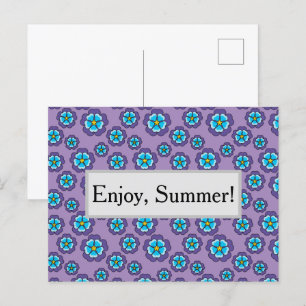 Cartão Postal De Festividades Padrão Violet Blue Flowers Personalizar