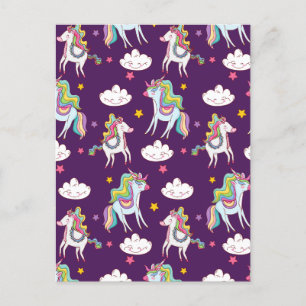 Cartão Postal De Festividades Padrões do Cavalo Mágico Funny Unicorn