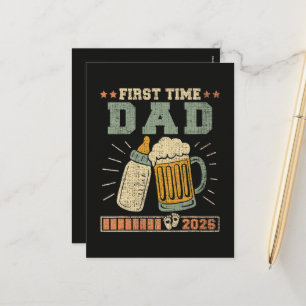 Cartão Postal De Festividades Pai de Primeira Vez 2026 Esperando Bebê Engraçado