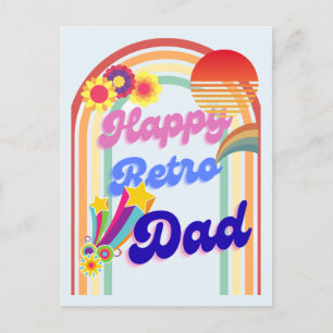 Cartão Postal De Festividades Pai Retro Feliz