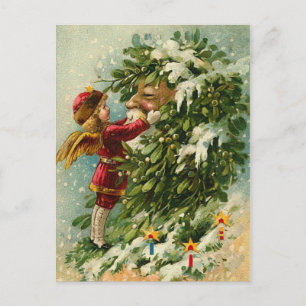 Cartão Postal De Festividades País das fadas e papai noel do Natal do Victorian