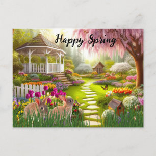 Cartão Postal De Festividades Paisagem de Jardim de Flor Primavera