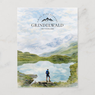 Cartão Postal De Festividades Paisagem dos Alpes Suíços de Grindelwald   Suíça