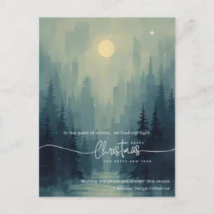 Cartão Postal De Festividades Paisagem Moderna de Aquarela para Negócios de Nata