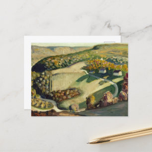 Cartão Postal De Festividades Paisagem rural por Grant Wood