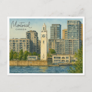 Cartão Postal De Festividades Paisagem Urbana Antiga de Montreal   Aquarela do C