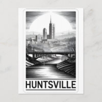 Paisagem Urbana de Huntsville Alabama em Preto e B