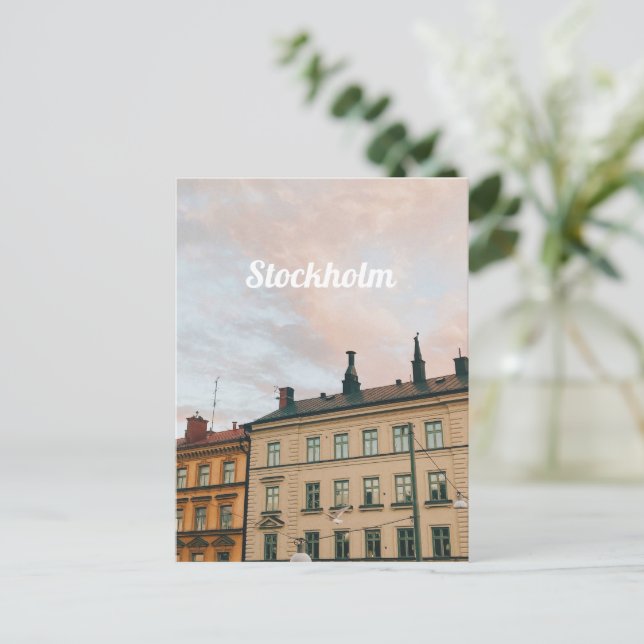 Cartão Postal De Festividades Paisagem Urbana de Södermalm em Estocolmo (Em pé/Frente)