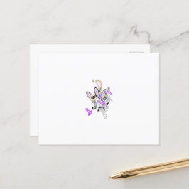 Cartão Postal De Festividades Paisley Floral Motif - Laranja Roxo-Branco-Boho