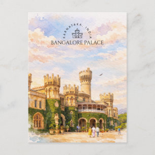 Cartão Postal De Festividades Palácio de Bangalore Índia Aquarela Memória de Via