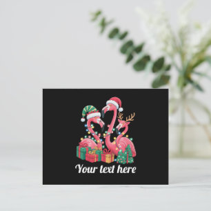 Cartão Postal De Festividades Palma de Natal Flamingo Luzes de Natal Personaliza