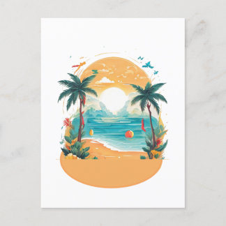 Cartão Postal De Festividades Palmeira de Sun Beach