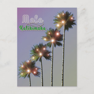 Cartão Postal De Festividades Palmeiras com luzes Mele Kalikimaka