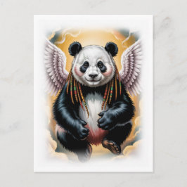 Cartão Postal De Festividades Panda Anjo Pacífico em um Branco
