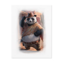 Panda de Cowboy Engraçado em um Branco