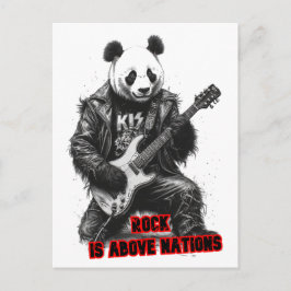 Cartão Postal De Festividades Panda diz: Rock está acima das Nações em um