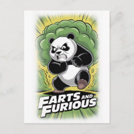 Cartão Postal De Festividades Panda engraçado correndo e fazendo Peido em um Bra