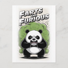 Cartão Postal De Festividades Panda engraçado fazendo um Peido em um Branco